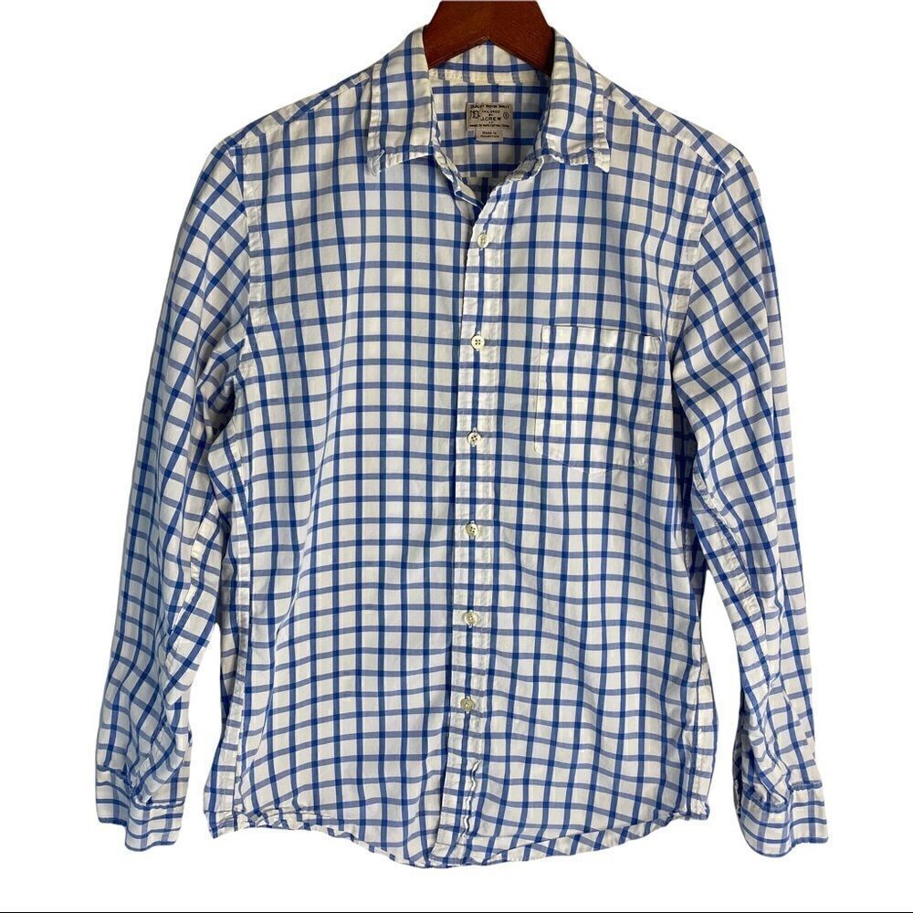 J.Crew Button Down Woven Shirt Men's Small Long Sleeve Blue White Check 34637